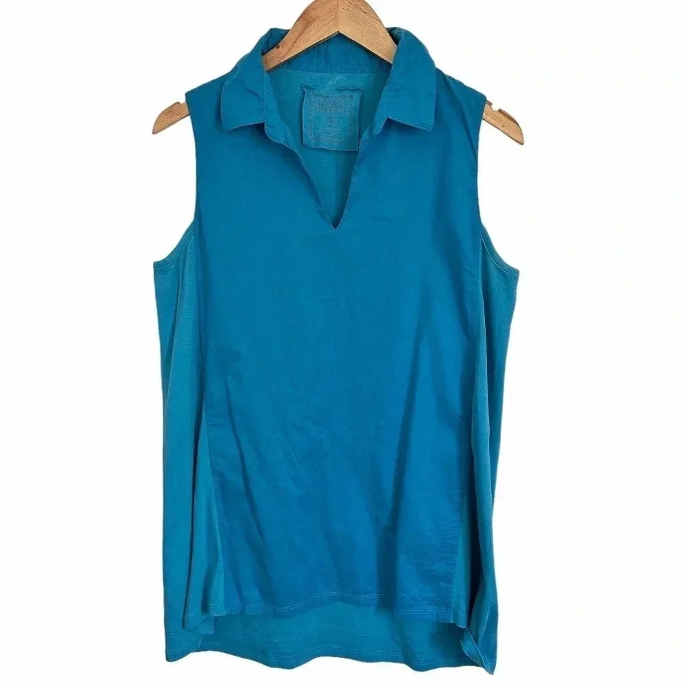 Beyond Threads Blue V-neck Tunic Tank size Large